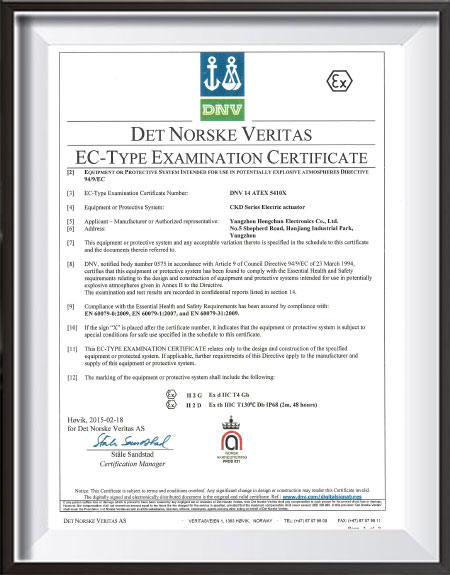 Certificado de homologación de tipo ATEX